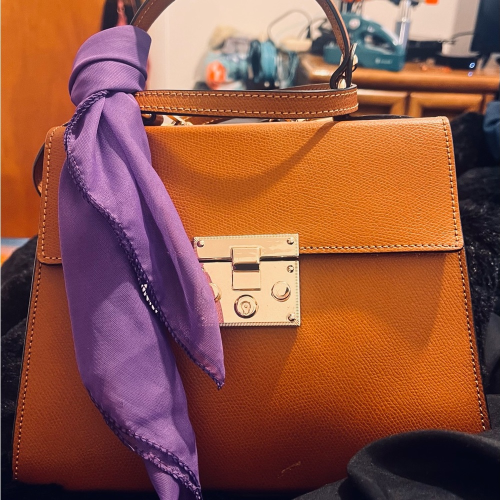 Carmel color hand bag genuine leather Norse pelle made in Italy